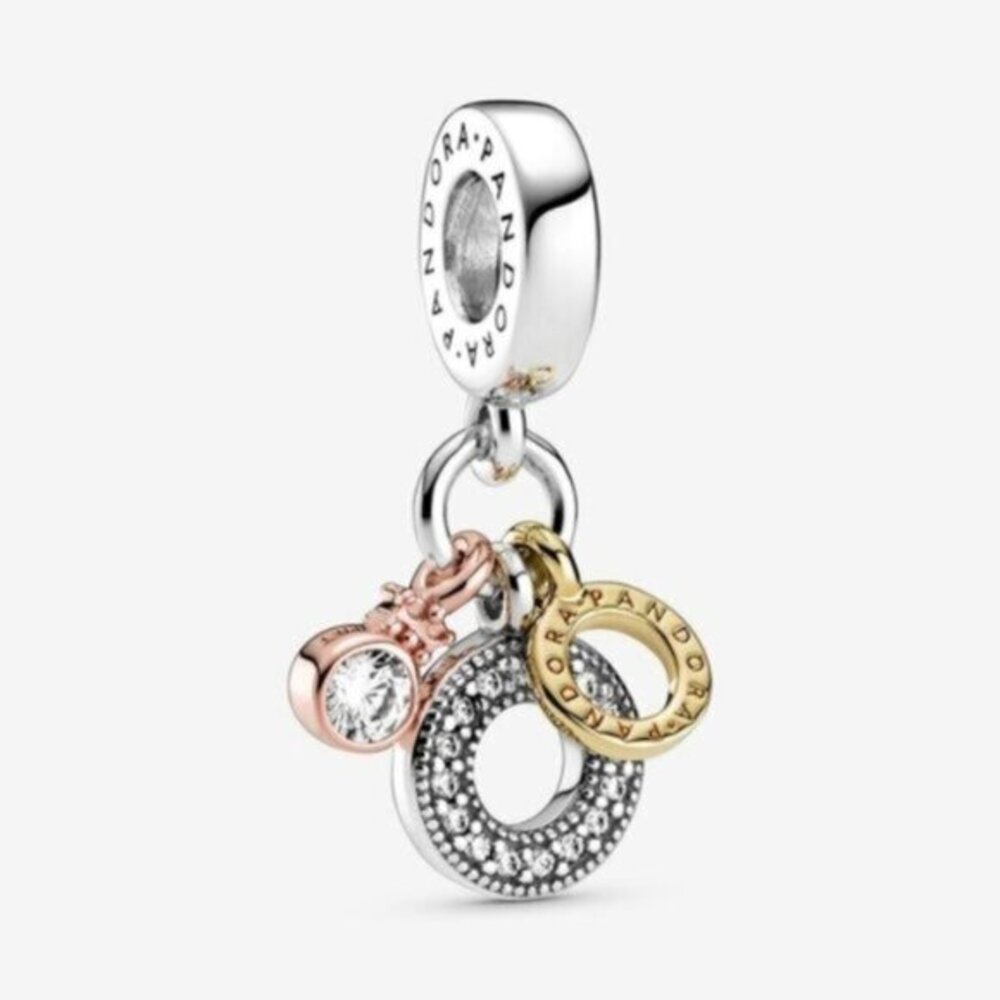 Pandora Two-tone Key & Moon Dangle Charm